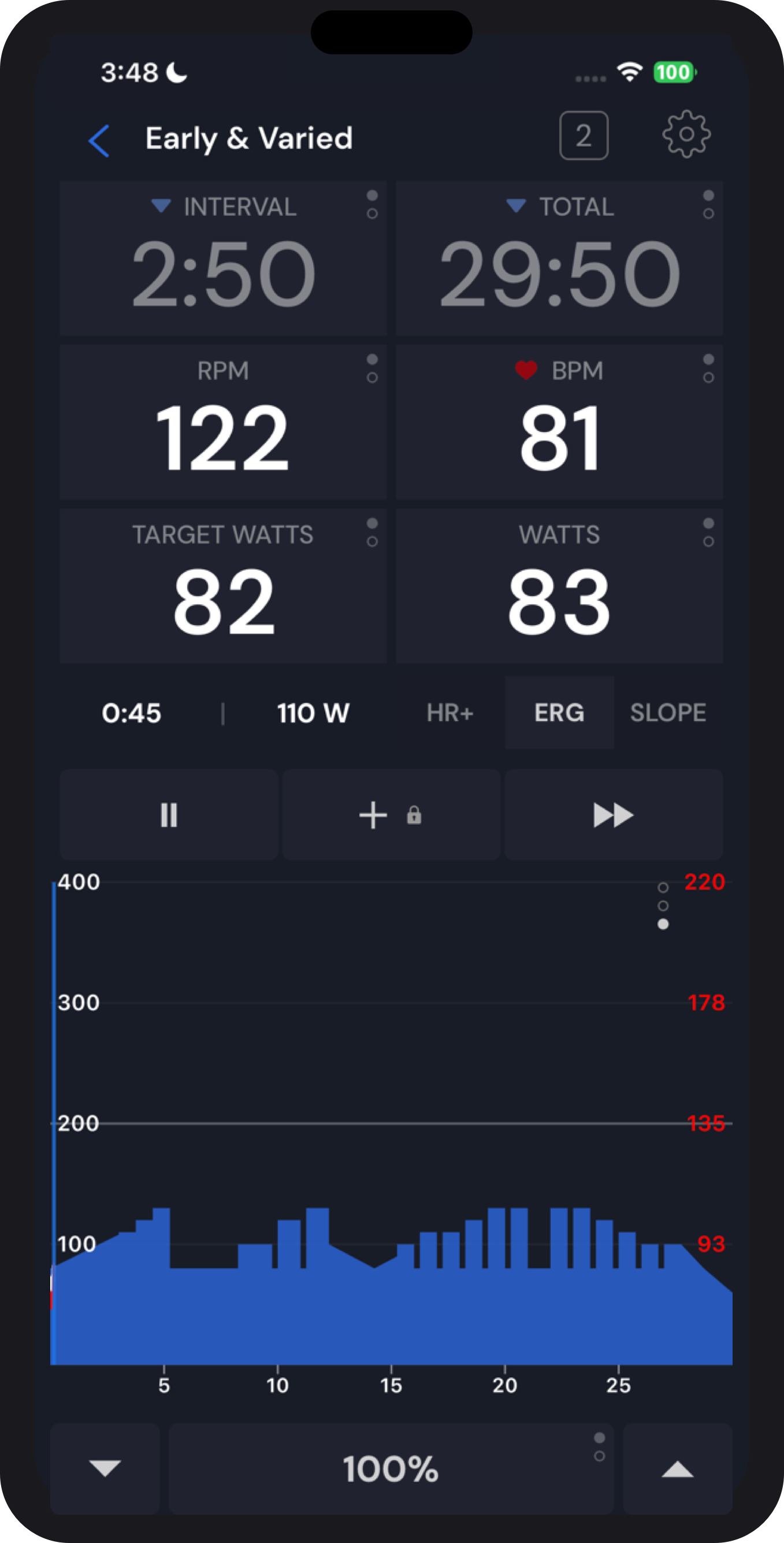 TrainerDay app workout screen